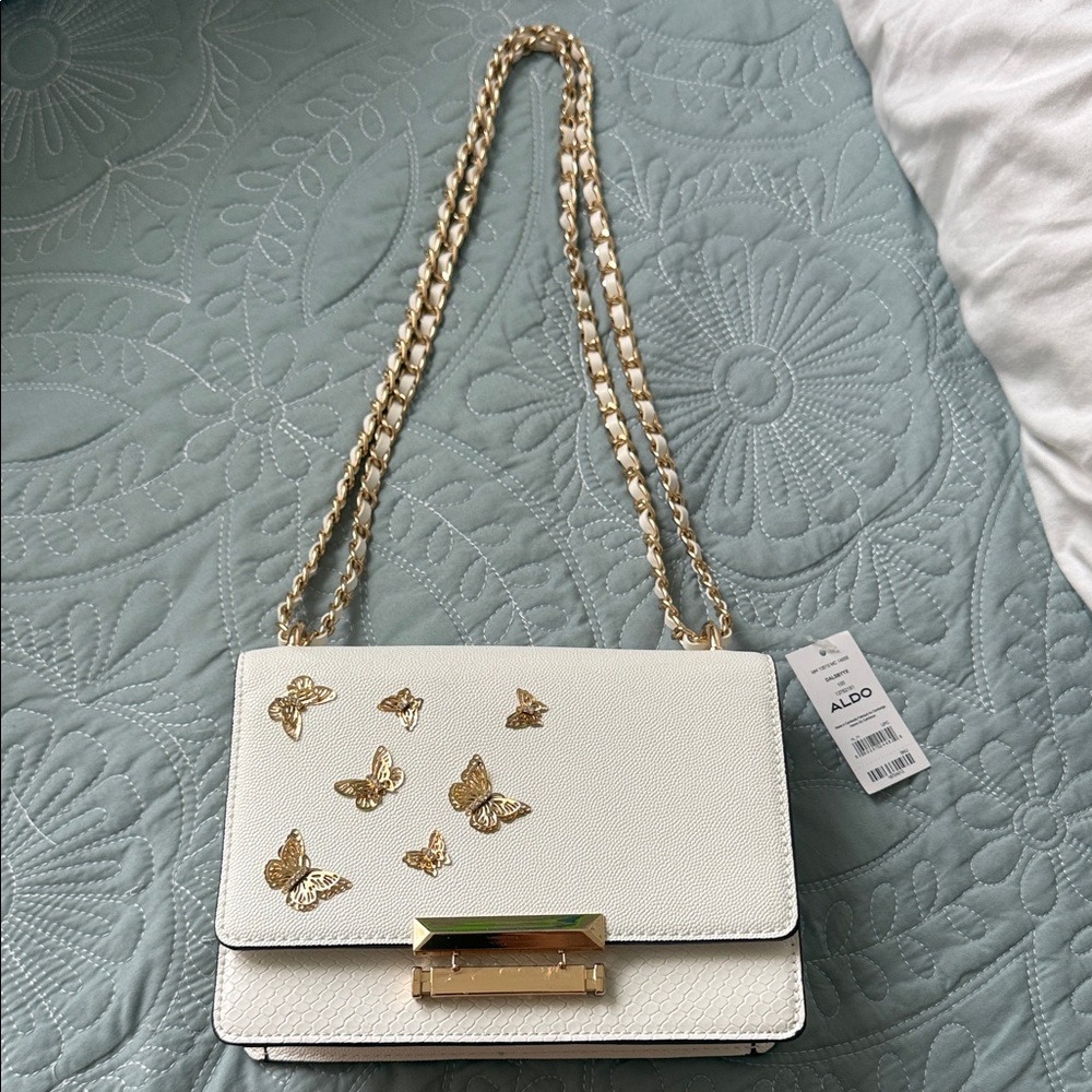 ALDO Dalsby Purse - White and Gold Butterfly Accent Women's Bag